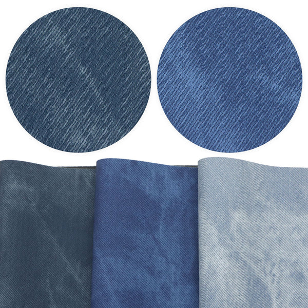 3pcs/set 7.87x12.99inch Denim Textured Faux Leather Sheets Solid Color Synthetic Leather Fabric for DIY Handbags Pouches Clothes Decorations Crafts