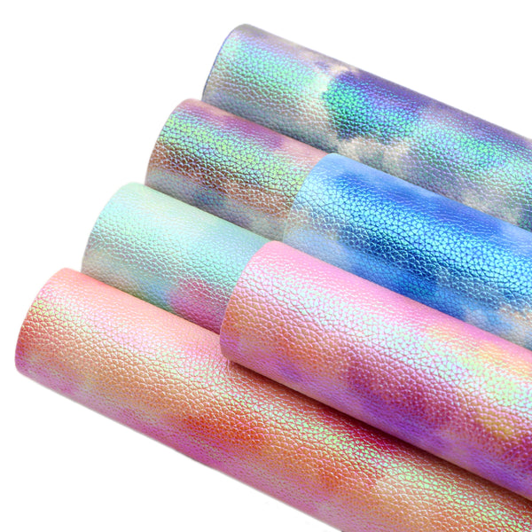 1pcs Gradient Color paint Tie Dye Faux Synthetic Leather  7.7*12.9inch Fabric Sheets For DIY Bows, Waist Belt, Earrings, Handbag, Phone Case, Pencil Case ,Shoes Bags Artificial Leather Crafts Handmade Material