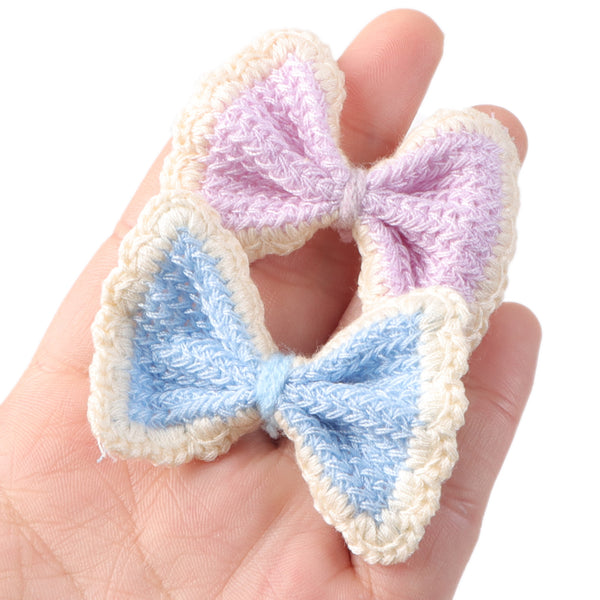 5 Pieces/pack bows  Accessories - Knit Bows Hair  Accessories  , Handmade,  - Hair Accessories for gift - Adorable Bows,  for Hair Clips, Decorative  for Phone Cases & Accessories DIY doll accessories bow