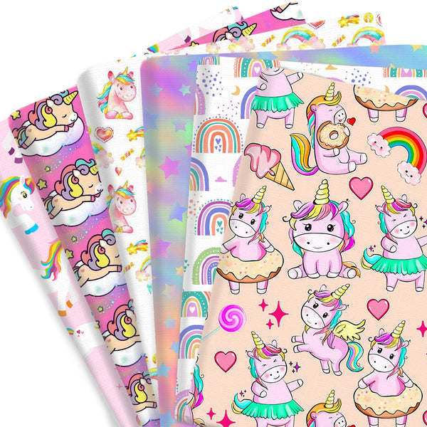 1pc 17.7x19.68inch (50X45CM) Rainbow Unicorn Pattern Quilting Fabric Polyester Cotton Craft DIY Handmade Doll Clothes Fabric Precut For Patchwork DIY Handmade Craft(108gsm)