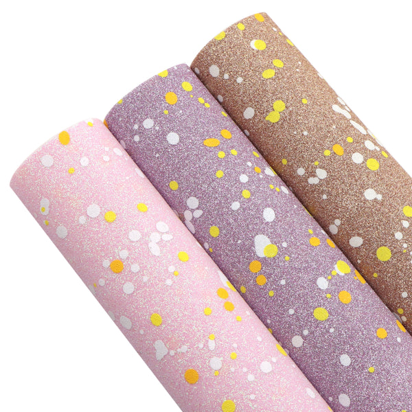 1pcs dots glitter Faux Synthetic Leather  7.7*12.9inch Fabric Sheets For DIY Bows, Waist Belt, Earrings, Handbag, Phone Case, Pencil Case ,Shoes Bags Artificial Leather Crafts Handmade Material