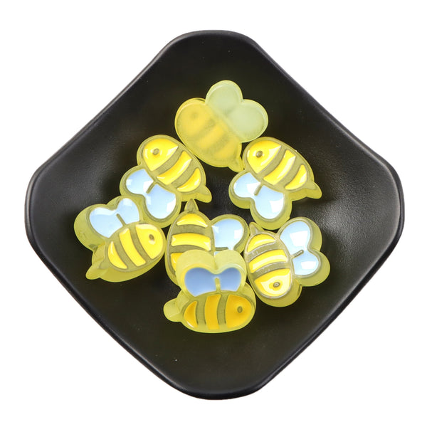 5Pcs/pack Mini Honeybee Shape Resin Beads with hole, Cartoon Shape Flat Bottom Beads, DIY Accessories, Cute Animal Crafts Accessories For DIY Bracelet Necklace Jewelry Making Material - Perfect for Crafting Unique Jewelry