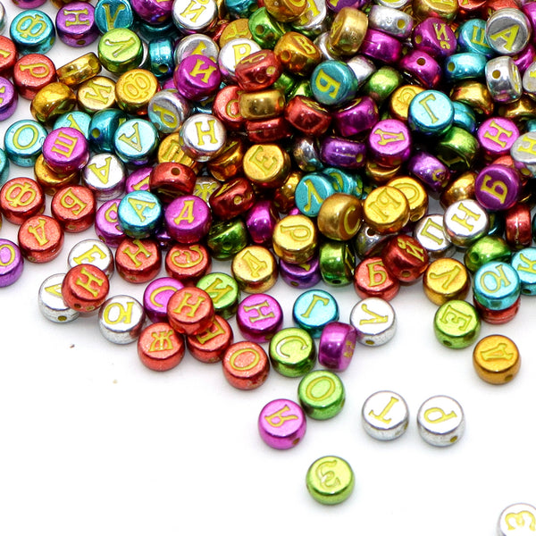 20g/pack about 140pieces Acrylic Letter Imitation Golden plated Mixed Color Beads  letter beads with holes, letters are random for DIY Bracelets and Necklaces - Perfect for Small Business Jewelry Making and Craft Supplies