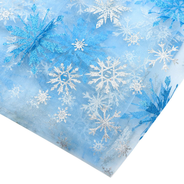 1pc 57x19.68inch(145x50cm) Sparkling Sequin Tulle Mesh Gauze Fabric Snowflake Print Tulle Fabric - Perfect For Diy Bows, Doll Clothes, Party Capes & Photo Backdrops