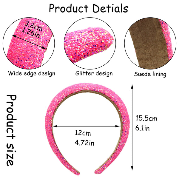 1pcs polymer clay sequin hairband Retro fashion pressed wide edge hair clip women's super flash light luxury hair accessory headband