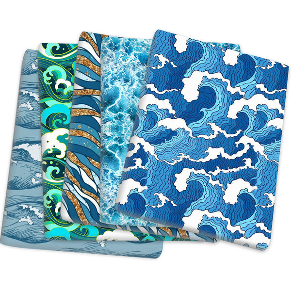 1pc 19.68x17.7inch Blue Ocean Sea Wave Series Printed Pattern Quilting Fabric Cotton Craft DIY Handmade Doll Clothes Fabric Precut For Patchwork DIY Handmade Craft Sewing Supplies