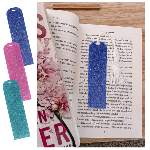 1pc Blank Glitter Acrylic Bookmarks - DIY Craft Ready Unfinished Sparkling Rectangle Book Marks for Creative Projects and Customizable Gifts