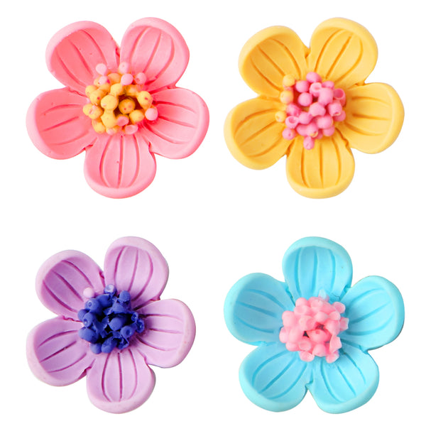 3DResin Flat Back Charms, 5Pcs Flower Shape Resin Cabochons For DIY Crafts, Scrapbooking, Jewelry Making