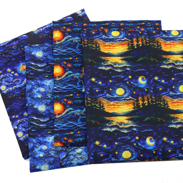 1pc 19.68x17.72inch Planet Solar System,Galaxy Star Moon Sky Pattern Series Quilting Fabric DIY Handmade Doll Clothes Precut For Patchwork DIY Handmade Craft Sewing Supplies