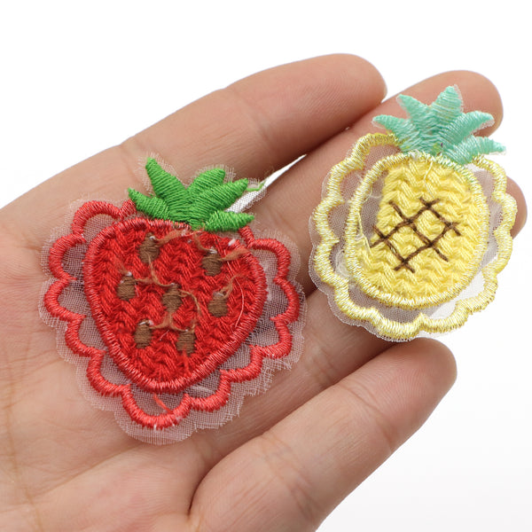 5Pcs strawberry Peach Patch Embellishments,Vibrant Colors Applique,Perfect for DIY Hairpin Headwear Decoration Accessories,Patch Appliques for Clothing ,Jeans, Shoes Decorations