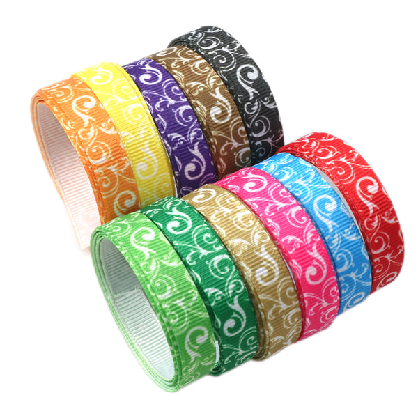 5 Yards 0.35inch/9mm Swirls Printed Grosgrain Ribbon For Gift Wrapping Ribbon Holiday DIY Craft Ribbons For Home Party Decoration DIY Sewing Products Festival Accessories