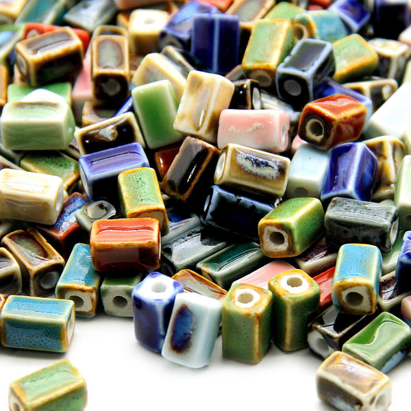 5Pcs Colorful Cuboid Shape Ceramic Beads For Jewelry Making DIY Bracelet , DIY crafts