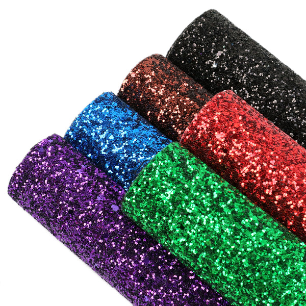 A5 chunky glitter Faux Synthetic Leather Set 6piece/set 5.9*8.26inch Fabric Sheets For DIY Bows Leather Crafts Handmade Material