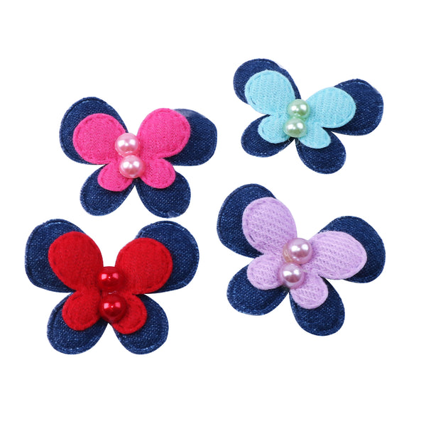 10pcs Butterfly Imitation Pearl Accessories Diamond Handmade Cloth Stickers