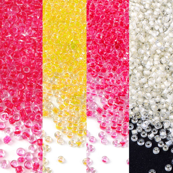 20g/pack 2x2mm transparent Magic Color,Iridescent AcrylicVibrant Colorful Miyuki Seed Glass Beads Solid Color Loose Spacer Beads with Hole for Jewelry Making DIY Bracelet Necklace Chain Earrings Charm Bangle Decors Craft Accessories