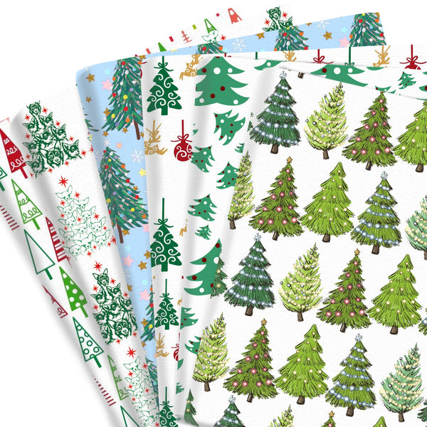 1pc Christmas Tree Series Pattern Quilting Fabric-17.7x19.68inch(45x50cm) Polyester Cotton Craft Fabrics DIY Handmade Projects Doll Clothes Fabric Precut For Patchwork Craft(108gsm)