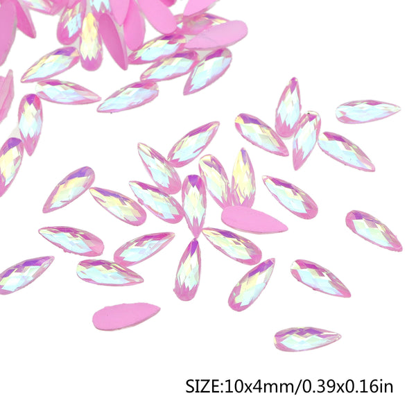 50 pieces/pack Pink Mocha Teardrop-shaped Rhinestone Accessories For Crafts Flatback Skeleton Shape Stones for DIY Nail Decoration Colors and Designs