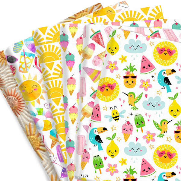 1pc 57x19.68inch Summer Sun Ice Cream Popsicle Series Pattern Quilting Fabric Polyester Cotton Craft DIY Handmade Doll Clothes Fabric Precut For Patchwork DIY Handmade Craft(108gsm)