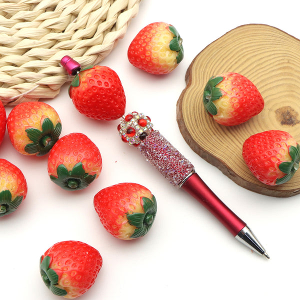 1pcs 3d Resin Strawberry Fruit Beads Cabochon Charms for DIY Keychains,Earrings Necklace Bracelet Jewelry Accessories