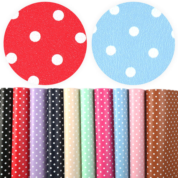 9pcs/set 7.87x12.99inch Dot Series Faux Leather Set Printed Textured Synthetic Leather fabric for DIY Earrings Hair Bows Crafts