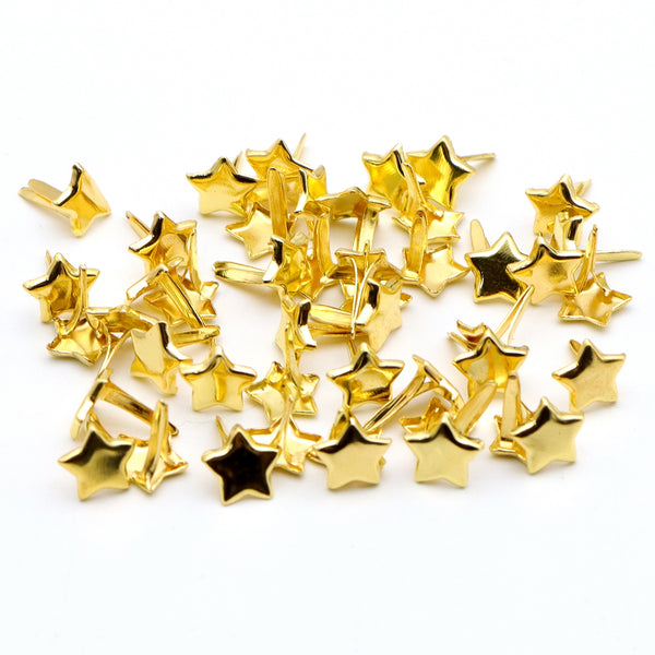 50pcs/pack Paper Fasteners Metal Brads Mini Metal Star-Shaped Brads Scrapbooking Embellishment Fastener Brad Studs Spikes Metal Push Pins DIY Crafts For Home Paper Decoration