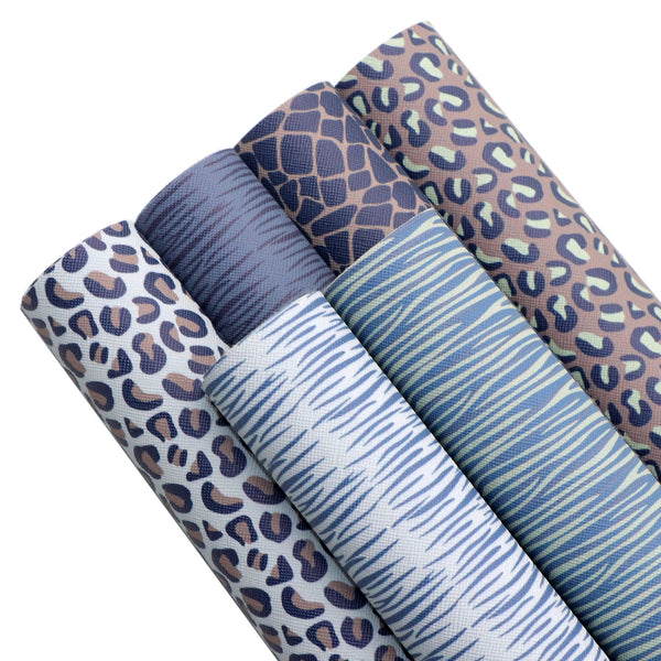 Leopard zebra Faux Synthetic Leather Set 6piece/set 7.7*12.9inch Fabric Sheets For DIY Bows Leather Crafts Handmade Material