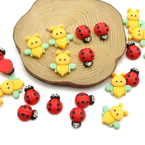 10pcs Resin Bees Ladybug Flatbacks Cabochons DIY Crafts Embellishments For Scrapbooking Cardmaking Decorations Handmade Hair Clips, Hair Ties, Phone Case Accessories DIY Crafts Scrapbook