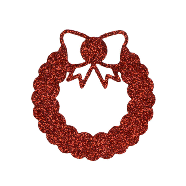 10Pcs Christmas Wreath Glitter Non Woven Patch for Holiday Decorative Accessories, DIY Crafts, Gift Packaging, Hair Clips Embellishments