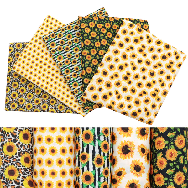 50x45cm 19.68x17.7inch Sunflower Printed Polyester Cotton Fabric For Patchwork Sewing Quilting Fabrics DIY Crafts Home Textile Patch Tissue Sewing Quilting Cloth