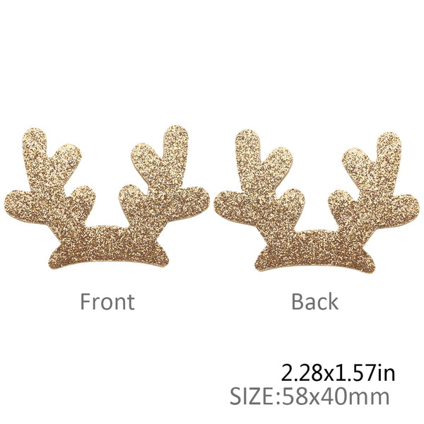 10Pcs Double-Sided Fine Glitter Antlers Patches,Plain Solid Color,Sewing Supplies for Clothes,Bag,Hats,DIY Headbands,Hair Clips,Butterfly Bow Decorations,DIY Cake Topper Crafts Hairpin Appliques Accessories Supplies