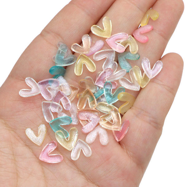 20pcs Mix color Acrylic Beads Valentine's Day Heart Love Shaped Plain Solid Color for Jewelry Making DIY Bracelet Necklace Chain Earrings Charm Decors For Nail Art Design Crafts Jewelry Accessories