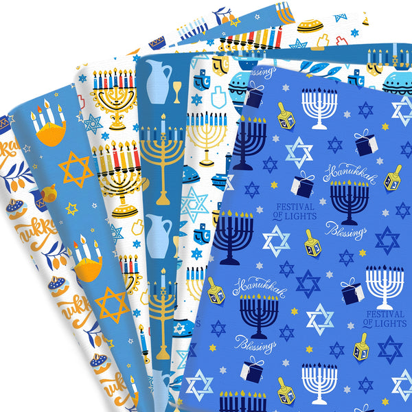 1pc Happy Hanukkah Celebration Series Candles Pattern Quilting Fabric-17.7x19.68inch(45x50cm) Polyester Cotton Craft Fabrics DIY Handmade Projects Doll Clothes Fabric Precut For Patchwork Craft(108gsm)