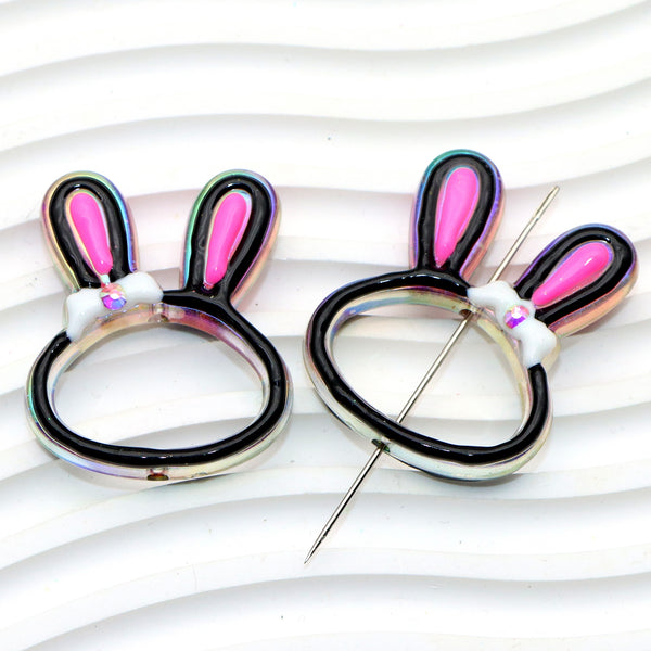 1pcs Acrylic Hollow Rabbit Beads, Colorful Translucent Large Spacer Beads, DIY Craft Jewelry Making Accessories, For Happy Easter Holiday Party