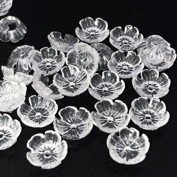 100pcs/pack 10mm transparent flower Spacer shape beads 3d  Resin beads Acrylic Colored Beads  For DIY Bracelet Necklace Jewelry Making Material