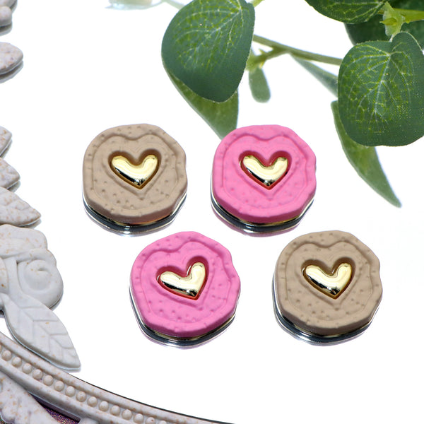 10Pcs Cookies Heart-Shaped  Resin Charms with Flatbacks - Ideal for DIY Crafts, Jewelry, Phone Cases, Hair Accessories, Cups, Nail Art, and Stationery Decorations