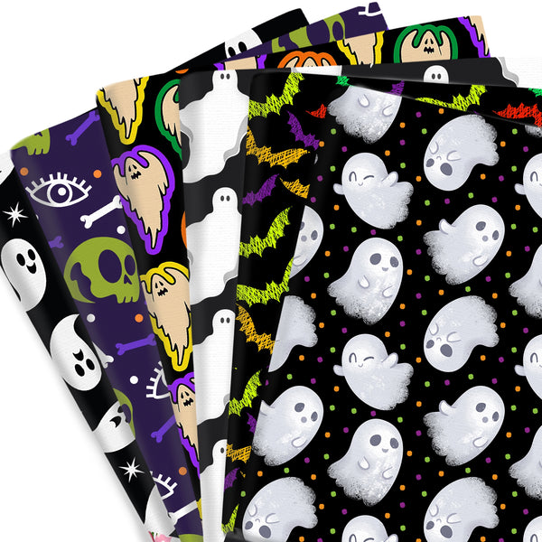 1pc Precut Polyester Cotton Fabric - 19.68x17.7inch Halloween Ghost Printed Fabrics for DIY Sewing, Patchwork Projects, and Crafts Doll Clothes(108GSM）