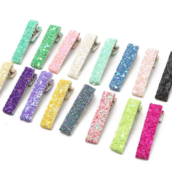 16Pcs/Set Shimmer Chunky Glitter Basic Hair Clips Barrettes Solid Color Hair Clips Ponytail Clips Hair Accessories Hair Styling Accessories Holiday School Party Decors