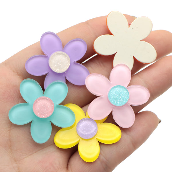 10Pcs  Flower Floral Series Double-Layer Resin Cabochons 3D Charms for DIY Scrapbooking Projects Jewelry Making Crafts Cardmaking Phone Case Decorations Ornaments