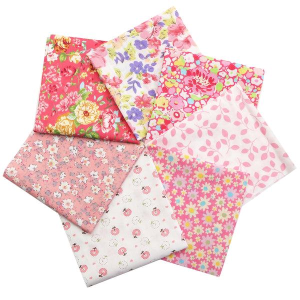 7pcs 9.84x9.84inch(25x25cm) Flower Floral Fat Quarter Bundles 100% Cotton Fabric Craft Pre-Cut Squares Sheets For Patchwork Sewing Quilting Crafting Cloth Scraps For DIY Crafting Sewing Patchwork