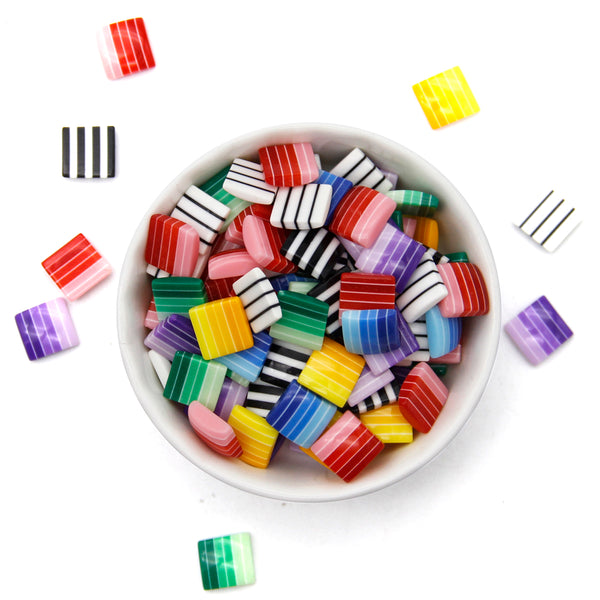 10pcs random color stripe 3d Resin Cabochons Charms For Diy Scrapbooking Jewelry Making & Craft Decorations