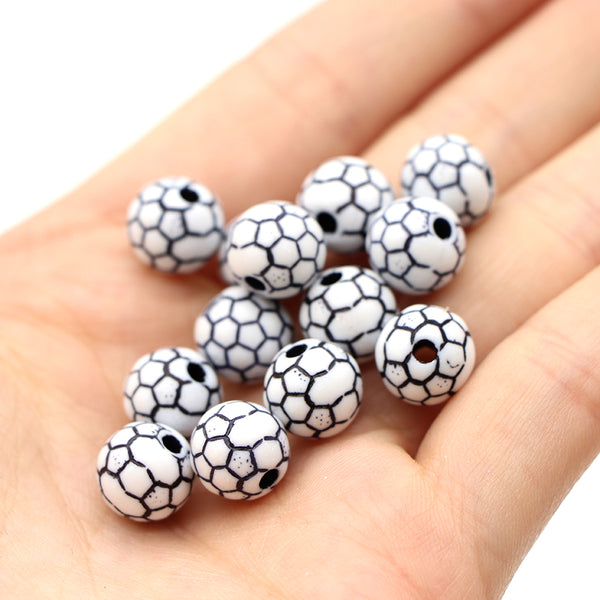 20g/pack about 40pieces, football pattern shape Beads Acrylic Beads Random color mixing For DIY Bracelet Necklace Jewelry Making Material