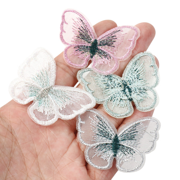 10pcs Lace Mesh Embroidered Knitting Butterfly For Girl Clothes Hat Gloves Sewing Patches DIY Headwear Hair Clips Bow Decor Accessories