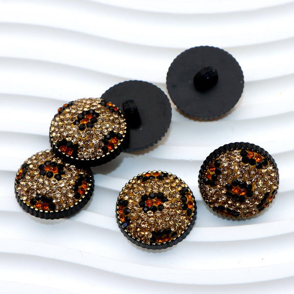 2Pcs Rhinestones Faux Crystal Leopard Buttons for Clothing Sewing Accessories Knitting Luxury Crafts Bottons Supplies