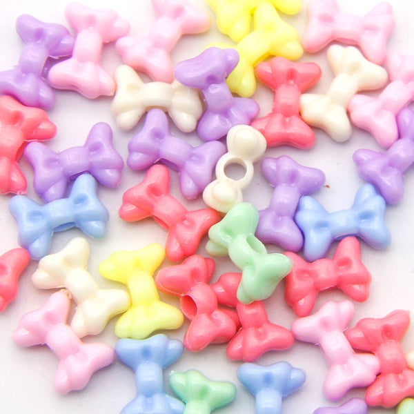 20g/pack about 45 pieces bow shape  Beads Acrylic Candy-Colored  Beads Random color mixing For DIY Bracelet Necklace Jewelry Making Material