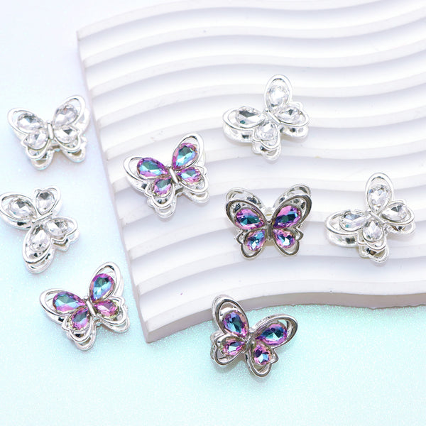 1Pc Faux Rhinestone Acrylic Beads Butterfly Shaped Solid Color Loose Spacer Beads with Hole for Jewelry Making DIY Bracelet Necklace Chain Earrings Charm Bangle Decors Craft Pen Supplies