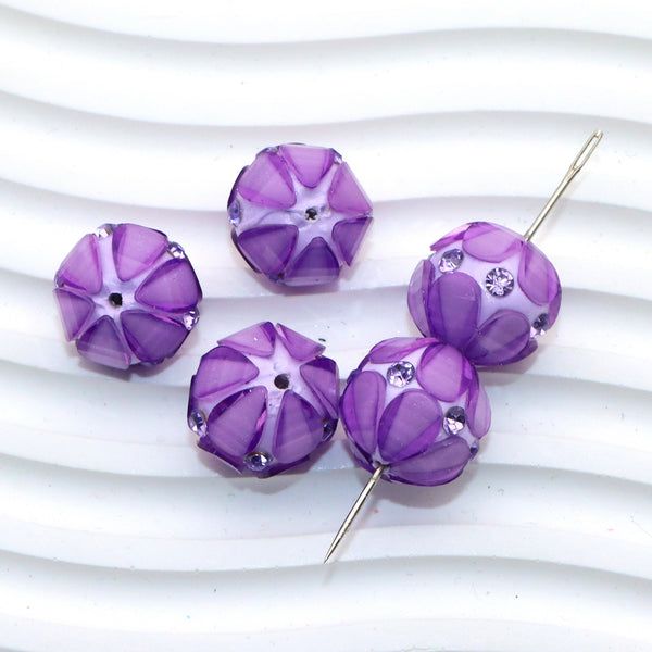 1pc Acrylic Flower-Shaped Rhinestone Ball Bead - Vibrant DIY Jewelry Making Essential for Unique Bracelets, Necklaces, Earrings, and Charm Bangles - With Hole for Easy Stringing and Versatile Crafting