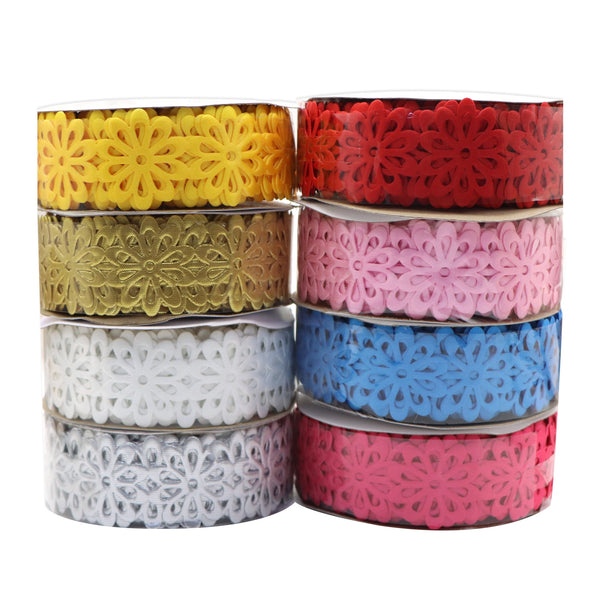 1 Roll, 20 Yards 38mm/1.5inch Golden Hollow Flower Ribbon Durable & Elegant For DIY Handmade Packaging Accessories Ribbons For Bouquets, Wedding Material