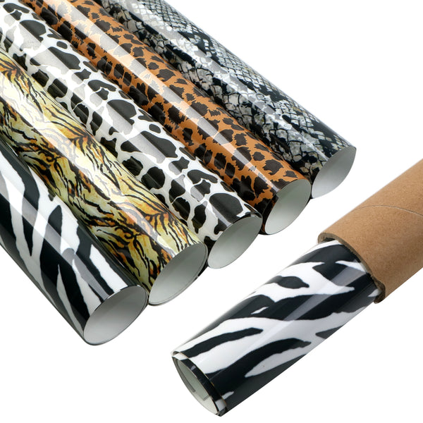 5pcs Animal Skin Print HTV Vinyl Rolls Snake Leopard Cow Spot Heat Transfer Vinyl 11.6x11.8in HTV Vinyl For Shirts Hat Garments Iron On Vinyl Easy To Cut & Weed For Heat Vinyl Design