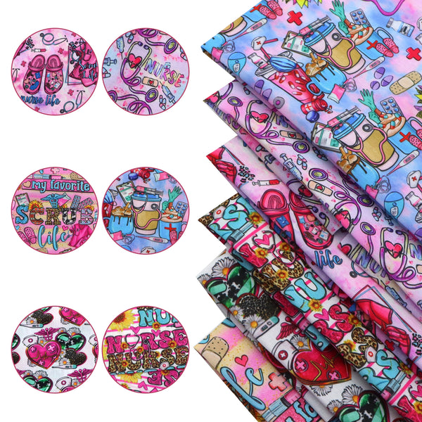 1pc 19.68x17.7inch Hospital Nurse Doctor Daily Life Festival Theme Series Pattern Printing Polyester Cotton Fabric, Precut Fabric For DIY Patchwork Sewing, Table Cloth, Doll Cloth And Packaging Clothes For DIY Sewing Quilting Material