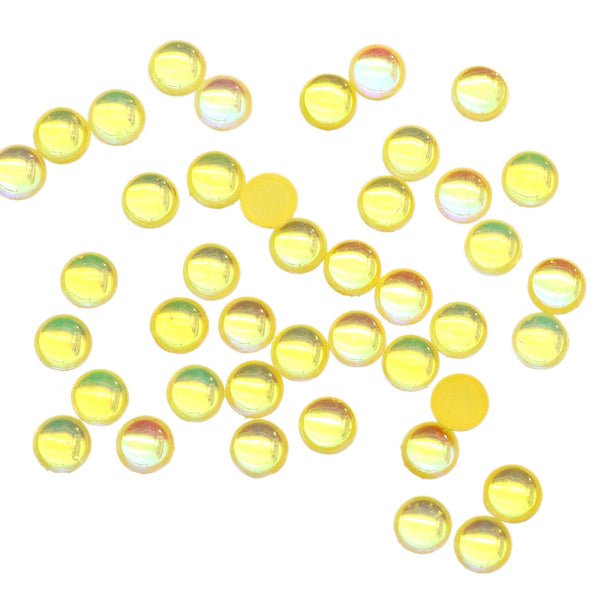 5MM 100pcs/pack Yellow Frosted Matte Half Round Mermaid Color Acrylic Beads Set Cabochon Pearls For Crafts Necklaces Bracelets Jewelry Decorations Wedding Dress Nail Art